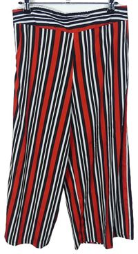 Dámske červeno-čierne prúžkované culottes nohavice Boohoo