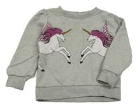 Svetlosivá mikina s jednorožcami Dopodopo