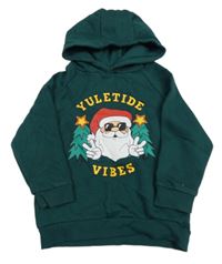 Tmavozelená mikina so Santa Clausem a kapucňou Dunnes