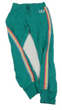 Tyrkysové tepláky s proužky s logem GAP