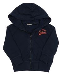 Tmavomodrá prepínaci mikina s nápisom a kapucňou Kuniboo