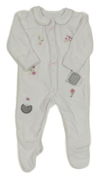 Nové - Biely zamatový overal s kvietkami Little nutmeg