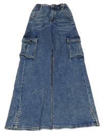 Modré wide leg cargo rifle