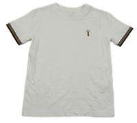 Bílé tričko s pruhovanými rukávy a jelenem Next