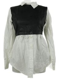 Nové - Dámska bielo-čierna halenkovo/koženková tunika Quiz