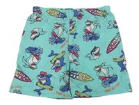 Svetlomodré pyžamové kraťasy so žralokmi Primark