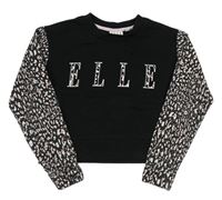 Čierno-vzorovaná crop mikina s logom zn. Elle