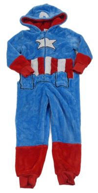 Modro-červená chlupatá kombinéza s kapucí - Captain America Marvel