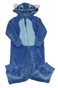 Modrá chlupatá kombinéza s kapucí - Stitch George