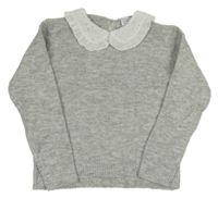 Sivý melírovaný sveter s golierikom Primark