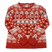 Červeno-biely vzorovaný sveter s perníčky