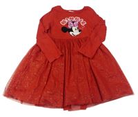 Červené bavlněno/tylové šaty s Minnie M&S