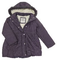 Fialový šušťákový zimný kabát s kapucňou Mothercare