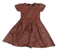 Hnědé koženkové šaty 
