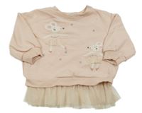 Světlerůžová mikina s myškami a tylem Next