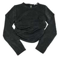 Černo-stříbrné crop triko 