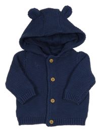 Tmavomodrý propínací podšitý svetr s kapucí M&S