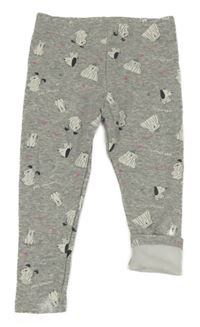 Sivé silnější legíny s pejsky Pocopiano