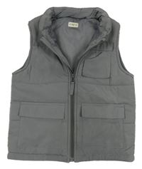 Sivá šušťáková zateplená vesta s vreckami F&F