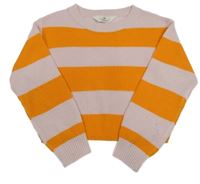 Svetloružová -oranžový pruhovaný crop sveter H&M