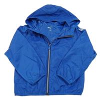 Modrá šušťáková ľahká nepromokavá bunda s kapucňou