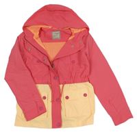 Růžovo-oranžová šusťáková podzimní parka s kapucí Next 