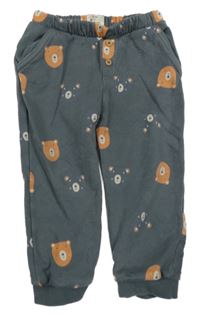 Tmavosivé tepláky s medvedíkmi