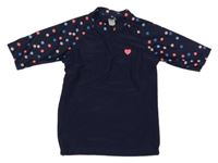 Tmavomodré UV tričko s puntíky a srdíčkem Topolino