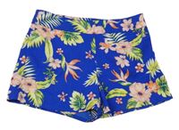 Modro-farebné kvetované ľahké kraťasy New Look