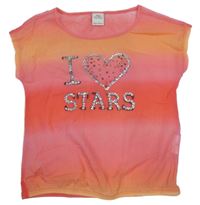 Oranžovo-růžové šifonové průsvitné tričko S. Oliver