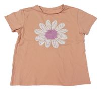 Broskvové tričko s květem H&M