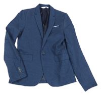 Tmavomodré melírované společenské sako H&M