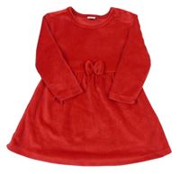 Červené plyšové šaty s mašlou Dopodopo
