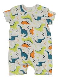 Bílý bavlněný kraťasový overal s dinosaury Primark