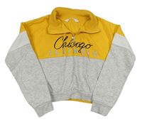 Sivo-žltá crop mikina s nápisom H&M