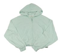Svetlomodrá froté crop mikina s kapucňou H&M