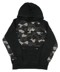 Černo-army mikina s nápisom a kapucňou Matalan