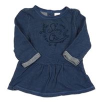 Tmavomodrá peplum tunika s nápisom C&A