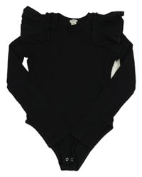 Čierne rebrované body s volánikmi River Island