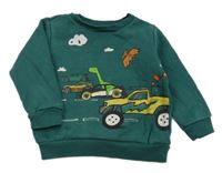Zelená mikina s autami a dinosaurami F&F