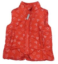 Červená šušťáková zateplená vesta so srdiečkami Topolino