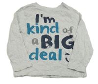 Šedé melírované triko s nápisem F&F