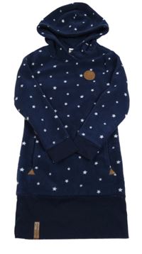 Tmavomodré fleecové šaty s hvězdičkami a kapucí Topolino
