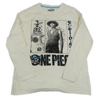 Bílé triko s potiskem One Piece 