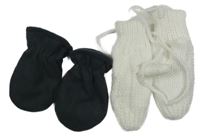 Nové - 2x Bílé pletené + šedé fleecové rukavice H&M