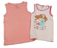 2x - Broskvová + svetloružová košieľka  s Paw Patrol