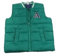 Zelená šusťáková prošívaná zateplená vesta s písmenkem Little Kids