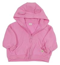 Neonově růžová oversize propínací mikina s kapucí Next