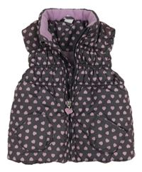 Sivá šušťáková prešívaná zateplená vesta so srdiečkami Dopodopo