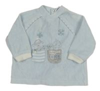 Svetlomodrá zamatová mikina so zvieratkami